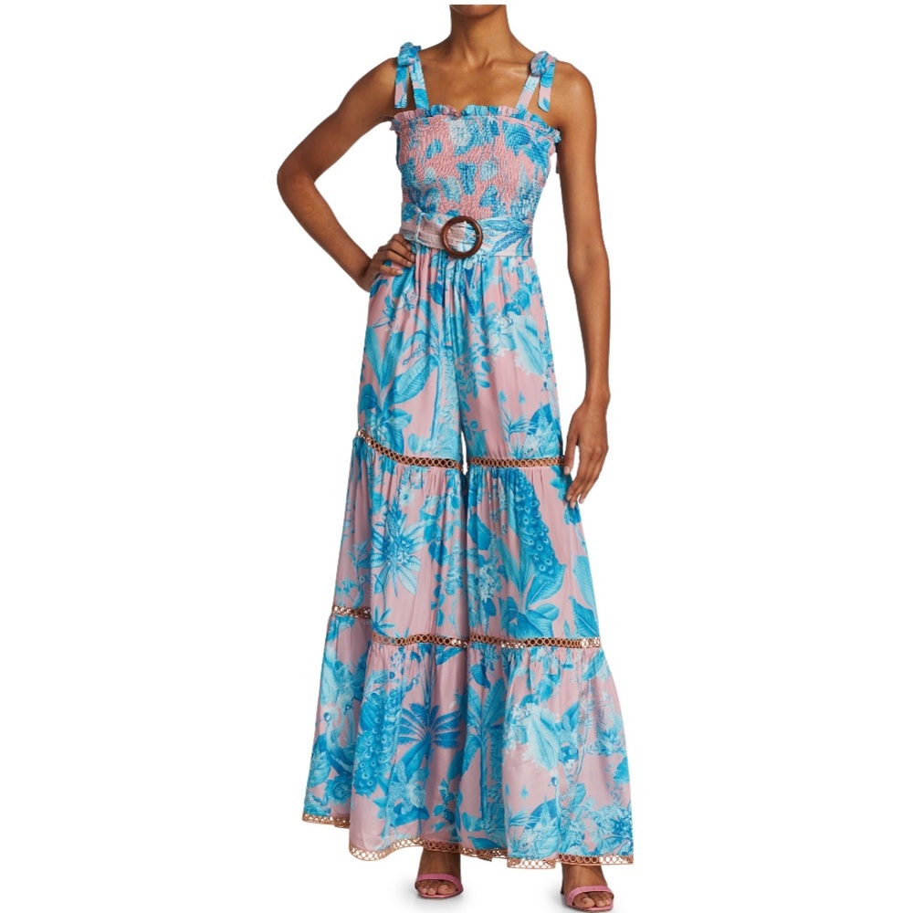 Hemant & Nandita Floral Smocked Belted Jumpsuit